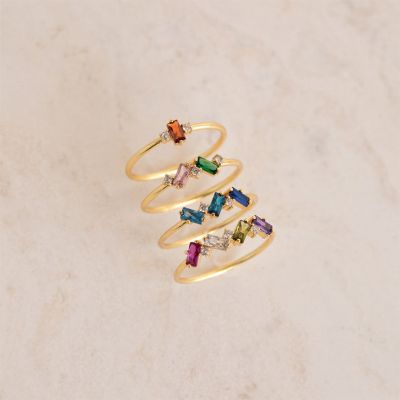 Custom Baguette Gemstone Ring