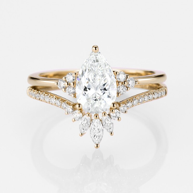 Pear Cut Vintage Engagement Ring Set