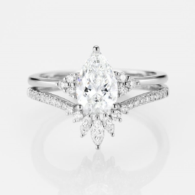 Pear Cut Vintage Engagement Ring Set
