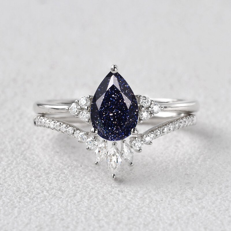 Pear Cut Vintage Engagement Ring Set