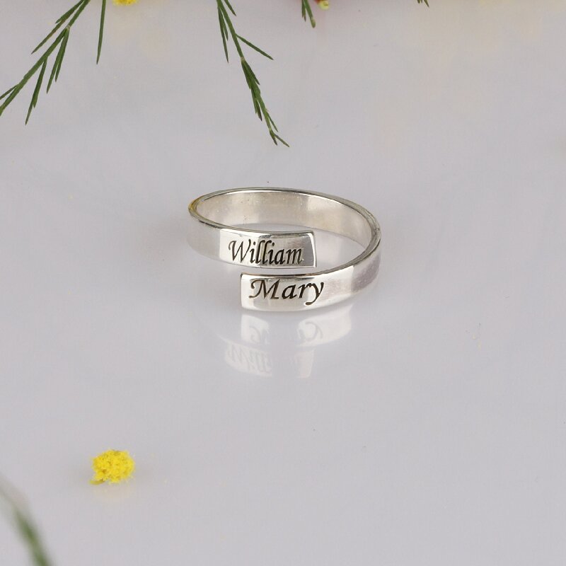 Personalized Two Names Open Ring