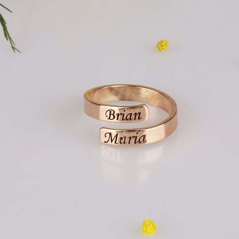 Personalized Two Names Open Ring