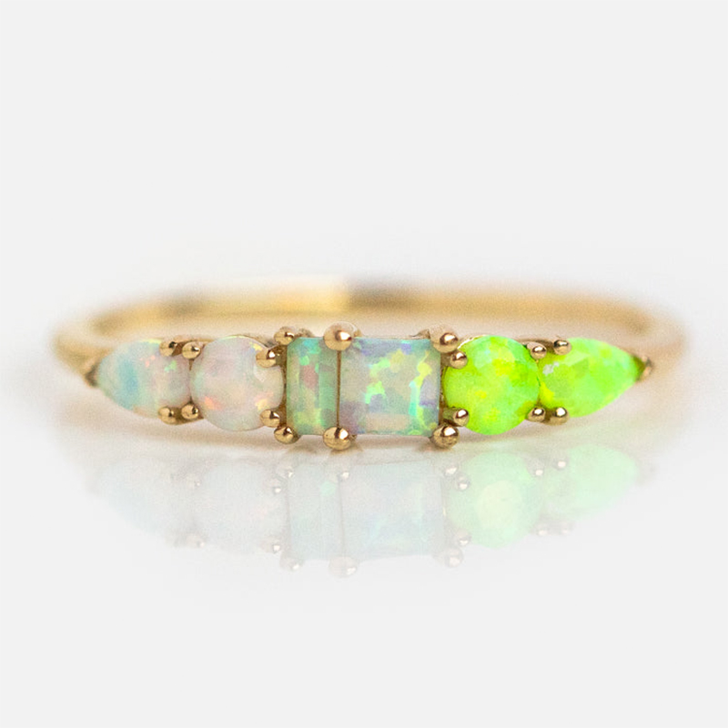 18k Gold Gradient Gemstone Rings