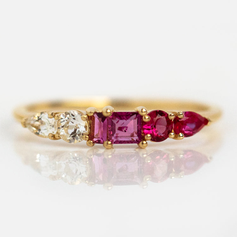 18k Gold Gradient Gemstone Rings