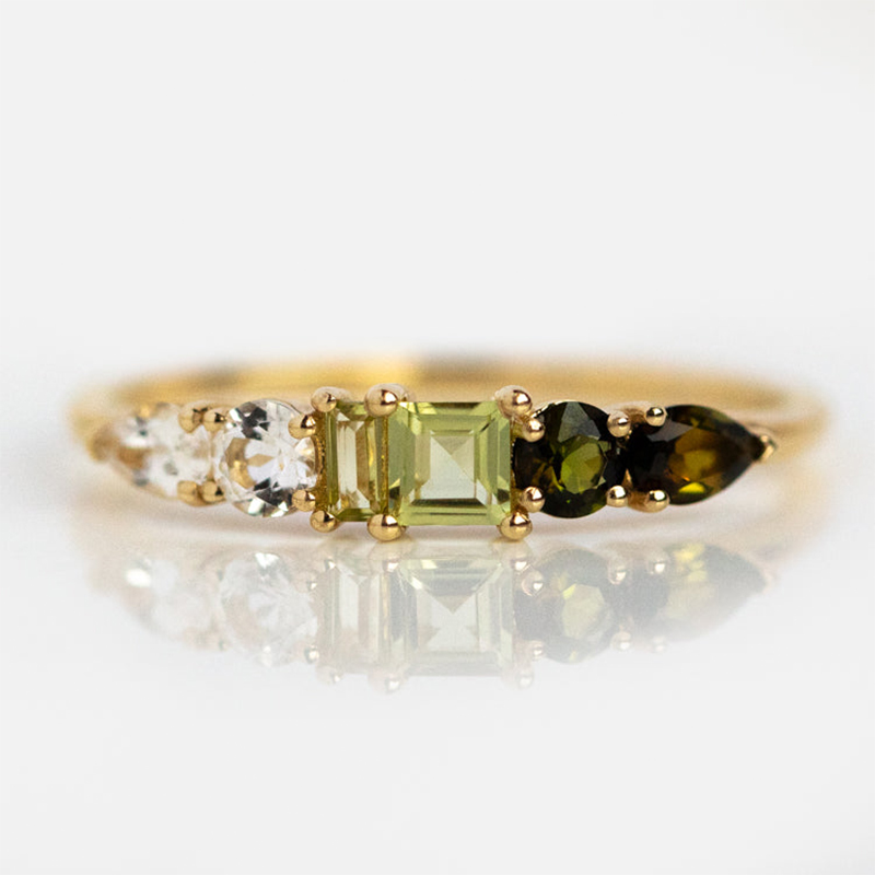 18k Gold Gradient Gemstone Rings