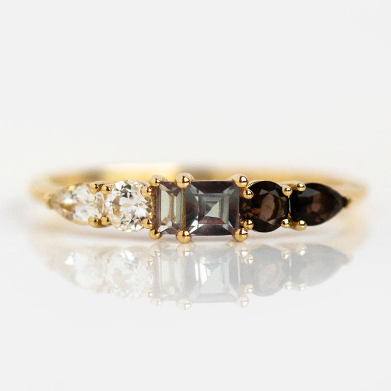 18k Gold Gradient Gemstone Rings