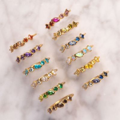 18K Gold Irregular Colourful Diamond Rings