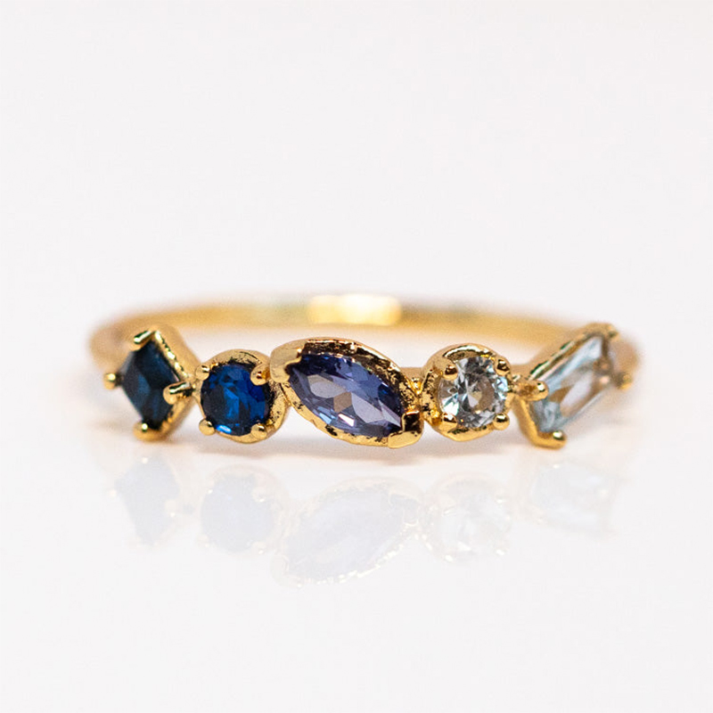 18K Gold Irregular Colourful Diamond Rings