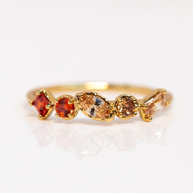 18K Gold Irregular Colourful Diamond Rings