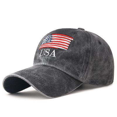 USA Washed Distressed Cotton Embroidered Letter Baseball Cap