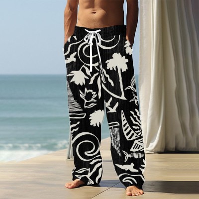 Creative Graffiti Bamboo Linen Casual Pants