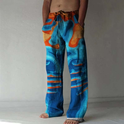 Thermal Imaging Body Print Linen Casual Pants