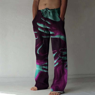 Thermal Imaging Body Print Linen Casual Pants