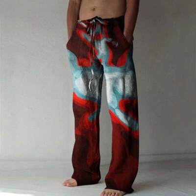 Body Print Linen Casual Pants