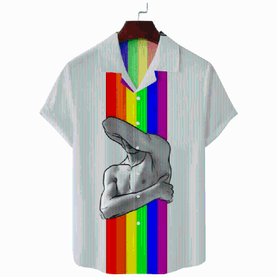 Rainbow Portrait Print Hawaiian Shirt