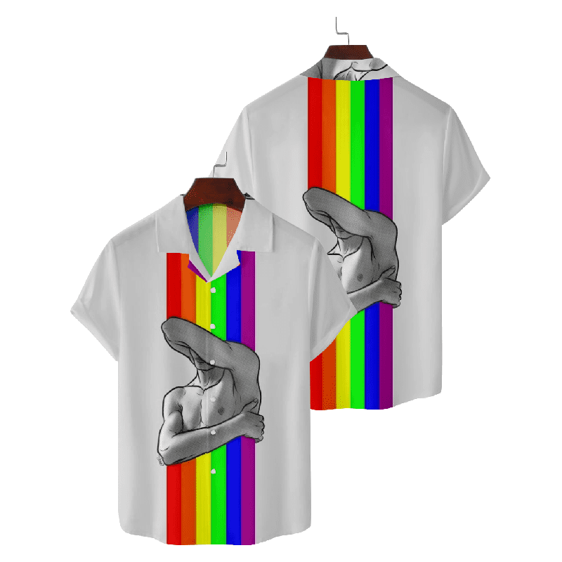 Rainbow Portrait Print Hawaiian Shirt