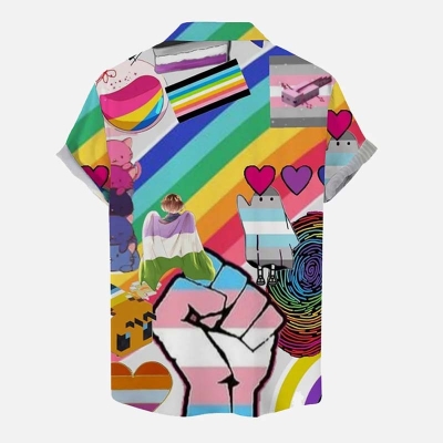 Love Is Love Rainbow Hawaiian Printed Short Sleeve Shirt