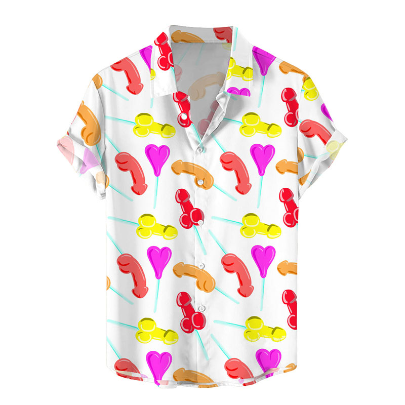 Fun Cock Lollipop Pattern Hawaiian Shirt