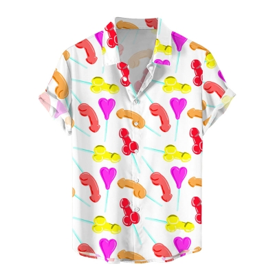 Fun Cock Lollipop Pattern Hawaiian Shirt