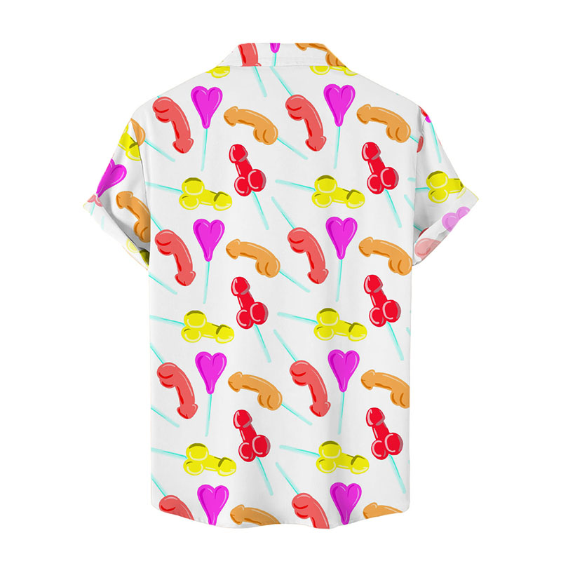 Fun Cock Lollipop Pattern Hawaiian Shirt