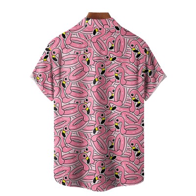 Moisture Wicking Flamingo Hawaiian Shirt