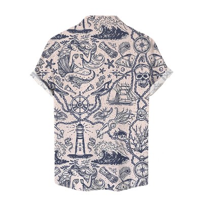 Nautical Mermaid Print Hawaiian Shirt