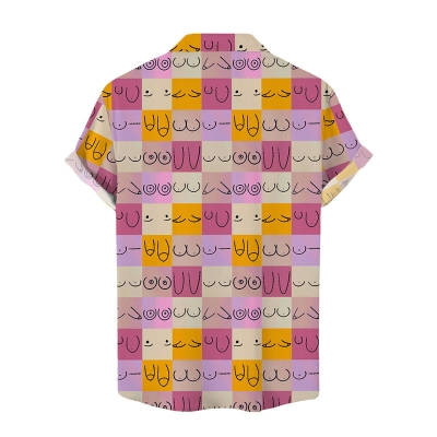 Colorblock Chest Pattern Hawaiian Shirt