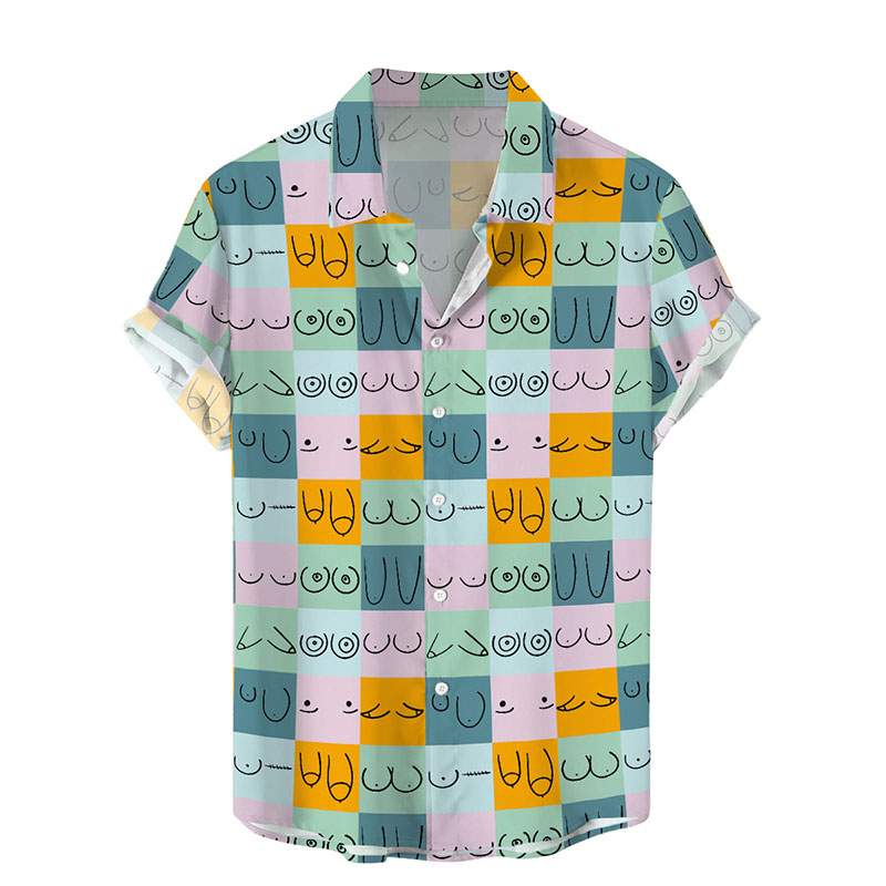 Colorblock Chest Pattern Hawaiian Shirt