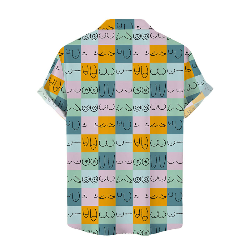 Colorblock Chest Pattern Hawaiian Shirt