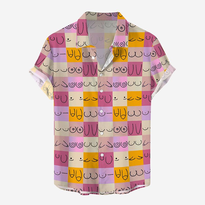 Colorblock Chest Pattern Hawaiian Shirt