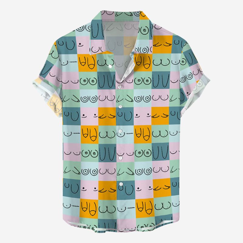 Colorblock Chest Pattern Hawaiian Shirt