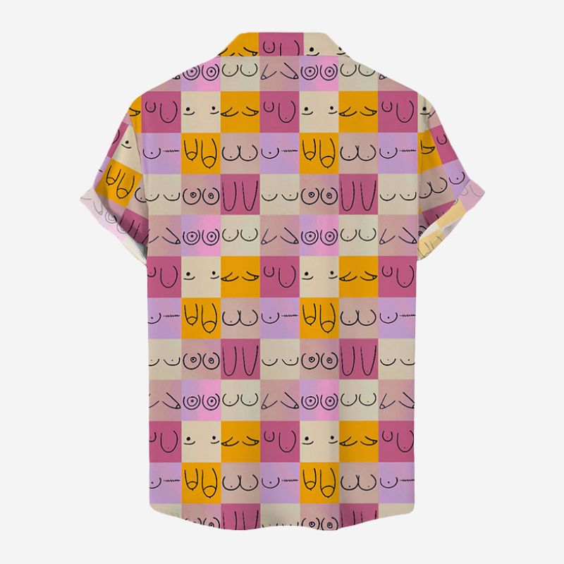 Colorblock Chest Pattern Hawaiian Shirt