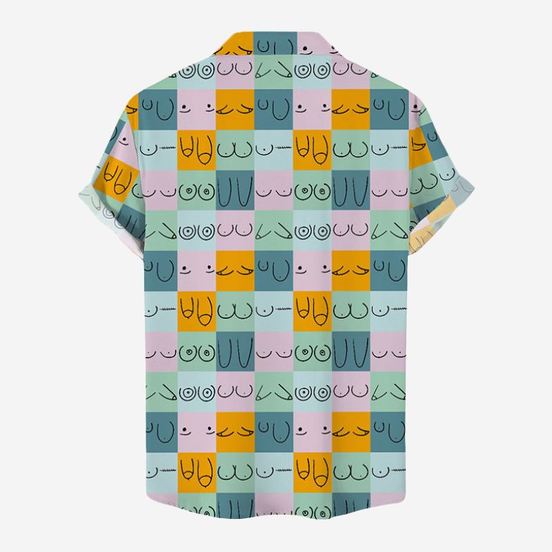 Colorblock Chest Pattern Hawaiian Shirt