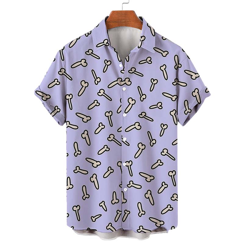 Colored In Cock Doodles Print Casual Shirt