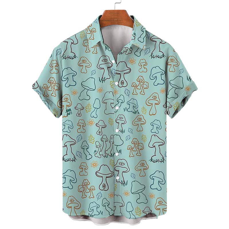 Colored In Cock Doodles Print Casual Shirt