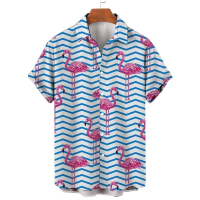 Colorful Flamingo Independence Day Print Shirt