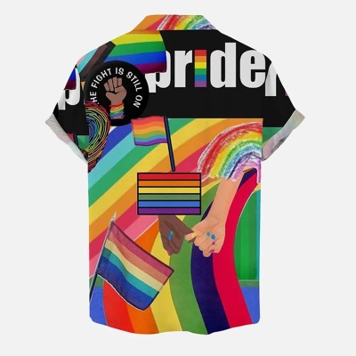 Rainbow Pride Printed Hawaiian Short Sleeve Shirt