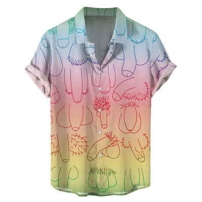 Cock Ombre Rainbow Hawaiian Shirt
