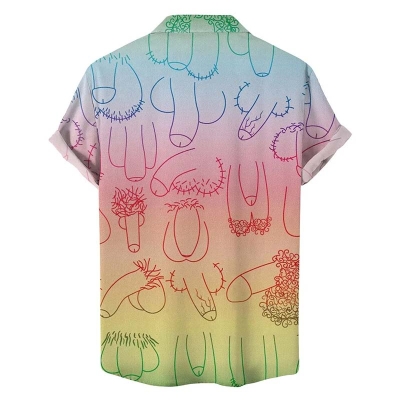 Cock Ombre Rainbow Hawaiian Shirt