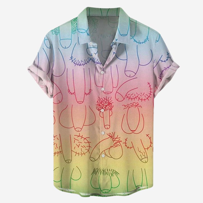 Cock Ombre Rainbow Hawaiian Shirt