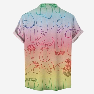 Cock Ombre Rainbow Hawaiian Shirt