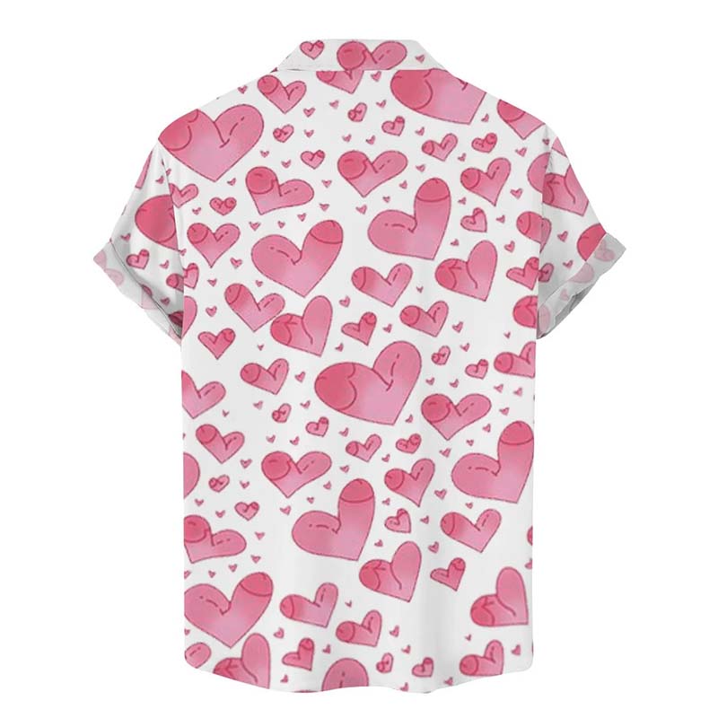 Fun Cocks Love Printed Casual Hawaiian Short Sleeve Shirt