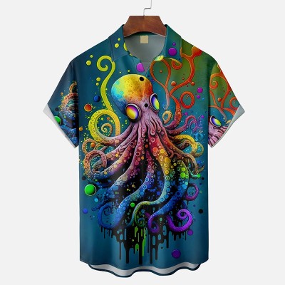 Moisture-wicking Octopus Hawaiian Shirt