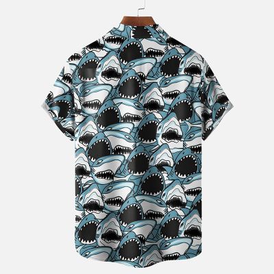 Moisture wicking Shark Hawaiian Shirt