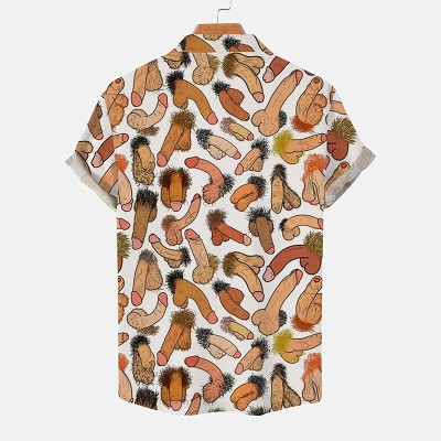 Fun Multicolored Cocks Print Hawaiian Shirt
