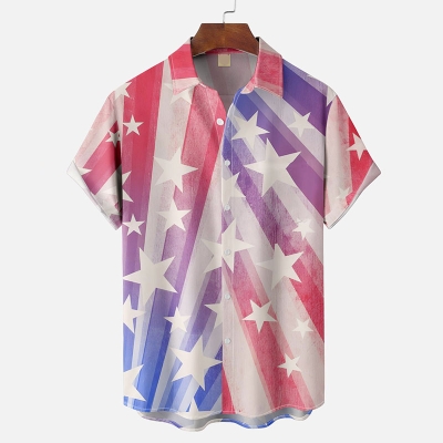 Retro Abstract Gradient American Flag Hawaiian Shirt