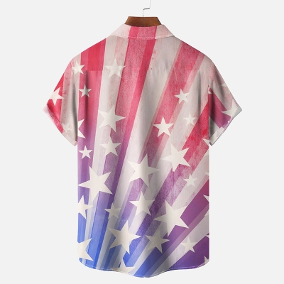 Retro Abstract Gradient American Flag Hawaiian Shirt