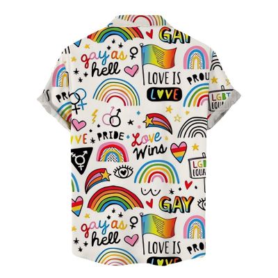 Rainbow LGBT Love Is Love Print Casual Short Sleeve Shirt