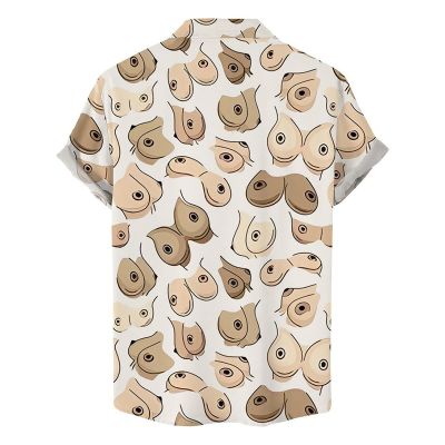 Fun Boobs Print Casual Short Sleeve Shirt
