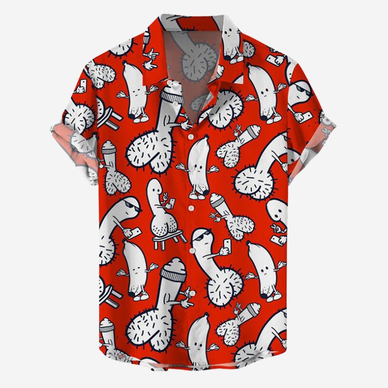 Fun Banana Selfie Print Short Sleeve Shirt